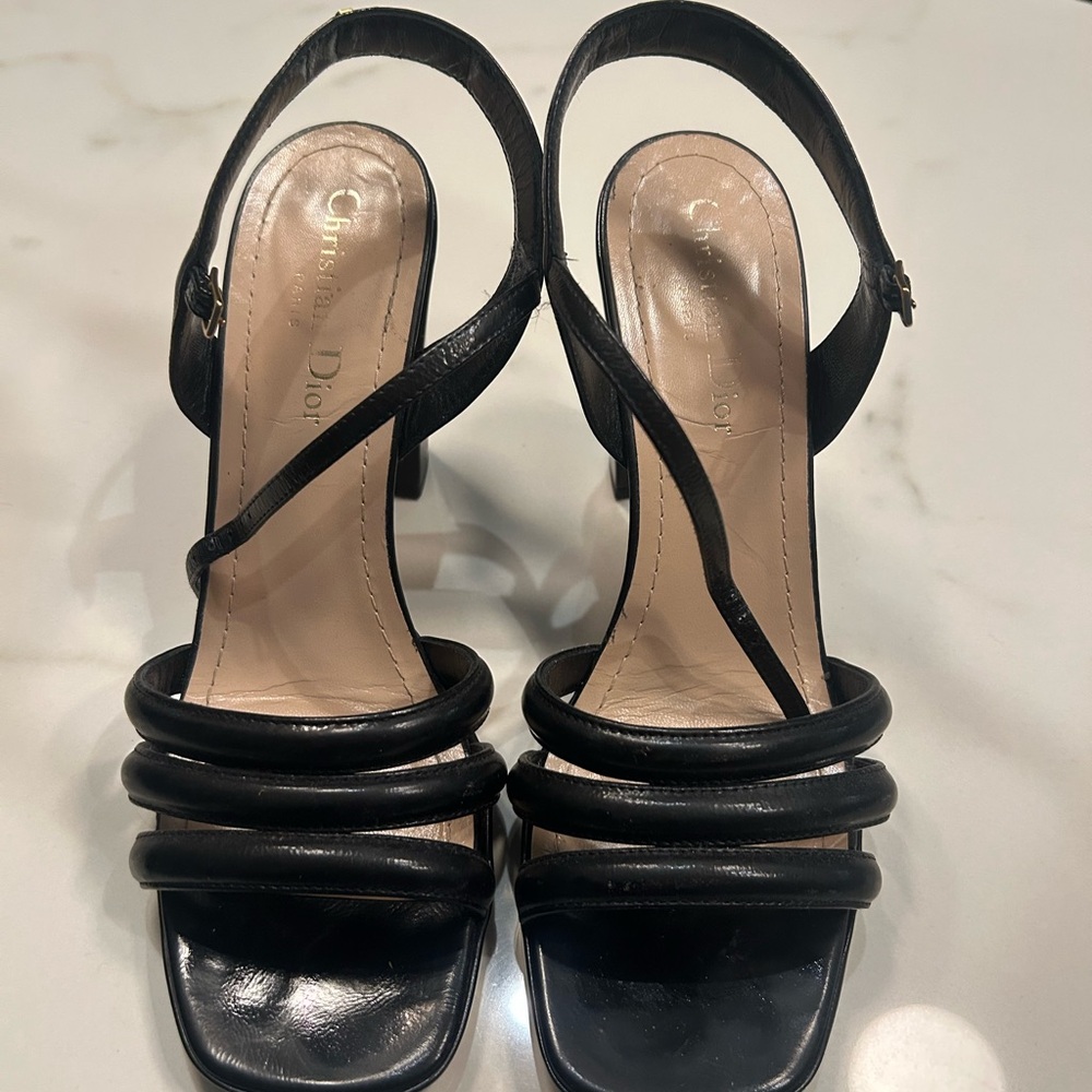 Dior Black Strappy Heels